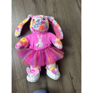 Build-A-Bear Colorful Tie Dye Bunny Plush w/ Dress & Shoes 18” Easter Cute